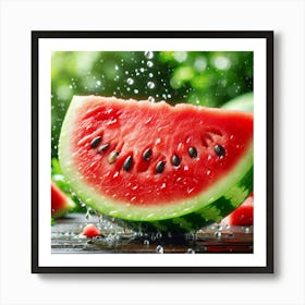 Watermelon With Splashing Water Art Print