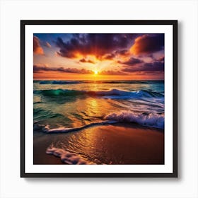 Sunset On The Beach 555 Art Print