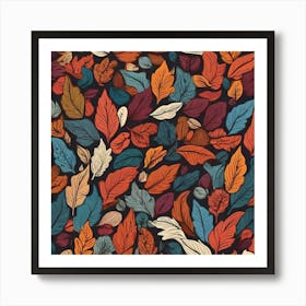 Autumn Leaves Seamless Pattern 1 Art Print