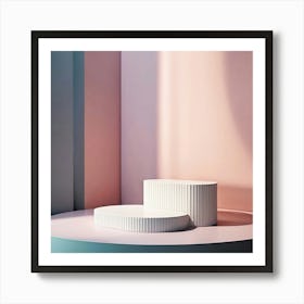 White Table In A Pink Room Art Print