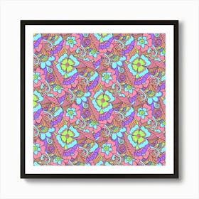 Abstract Hippy Flowers 15 Art Print