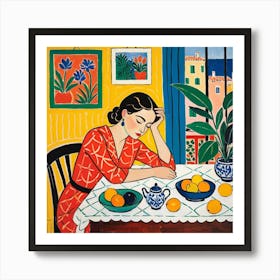 Woman At A Table 2 Poster