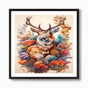 Deer thee cloudes2 Art Print