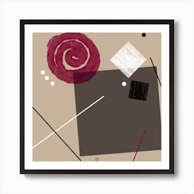 Decadence 2 - abstract art composition beige black white brown geometry modern minimal contemporary square Art Print