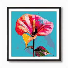 Andy Warhol Style Pop Art Flowers Flamingo Flower 3 Square Art Print