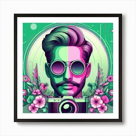 Portrait Of A Man With A Camera Art Print