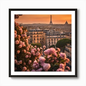 Sunset In Paris Art Print
