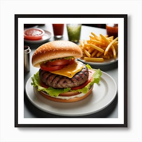 Hamburger And Fries 11 Art Print