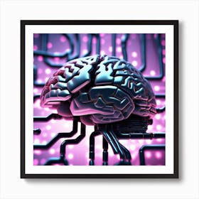 Brain On Circuit Board 3 Art Print