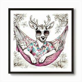 Deer In A Hammock 8 Art Print