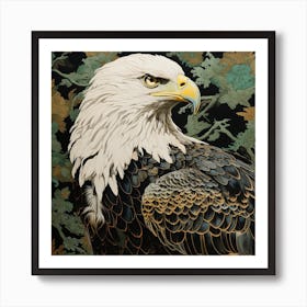 Ohara Koson Inspired Bird Painting Golden Eagle 3 Square Art Print