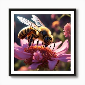 Bee On Flower Art Print