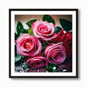 Pink roses Art Print