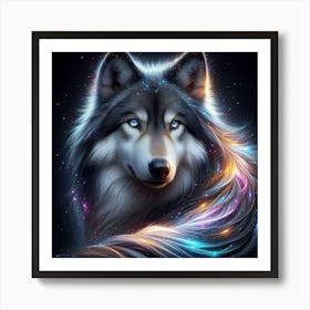 Electric Fantasy Wild Wolf Face 7 Art Print