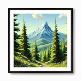 Path To The Mountains trees pines forest 10 Art Print