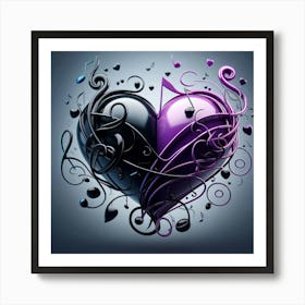 Music Notes Heart Art Print