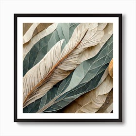 Firefly Beautiful Modern Detailed Botanical Rustic Wood Background Of Sage Herb And Indian Feathers (7) Art Print