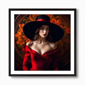 Beautiful Woman In Red Dress 7 Art Print