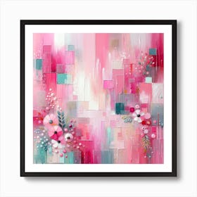 Abstract Painting Pink Bloom Art Print