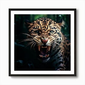 Jaguar Roaring In The Jungle Art Print