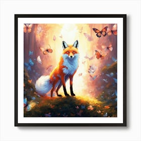 Fox In The Forest 3 Art Print