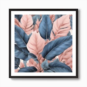 Pink And Blue Leaves Art Print