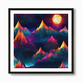 Galaxy Mountains Art Print