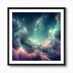 An ethereal and dreamlike depiction of the Northern Lights.4 Art Print