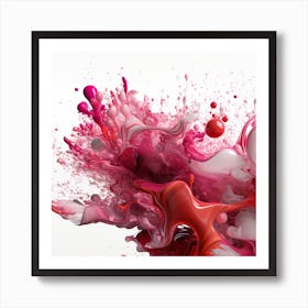 Abstract Red Liquid Splash On White Background Art Print