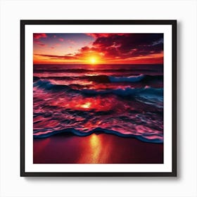 Sunset On The Beach 515 Art Print