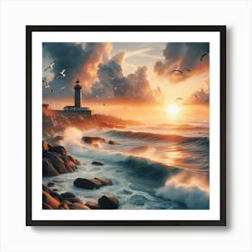 Sunset At The Lighthouse 17 Art Print