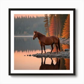 Horse By The Lake 7 Art Print