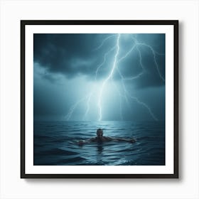 Man Swimming In The Ocean Art Print