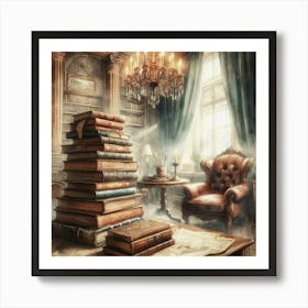 Old Books In The Library Art Print