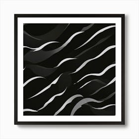 Abstract Black And White Wavy Pattern Art Print