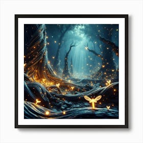 Fireflies In The Forest 1 Art Print