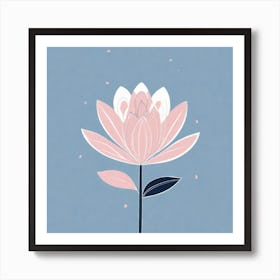 A White And Pink Flower In Minimalist Style Square Composition 152 Art Print
