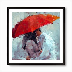 Kissing Under An Umbrella Art Print