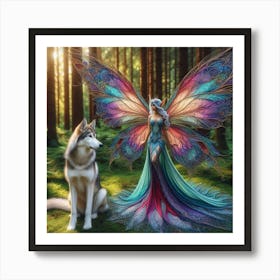 Fairy And Wolf 5 Art Print