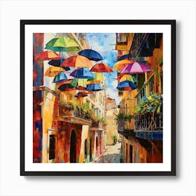 Umbrellas On The Street 1 Art Print