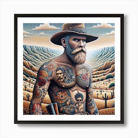 Tattooed Cowboy Art Print