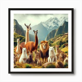 Llama Family Art Print