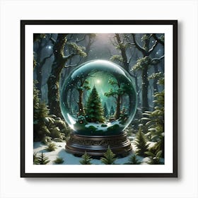 Snow Globe in Snowy Forest Art Print