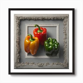 Three Peppers In A Frame 2 Art Print