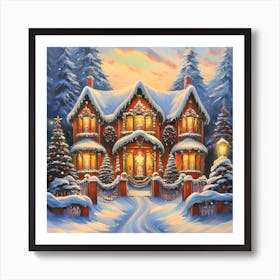 Gingerbread Mansion House (Winter 2023) Art Print