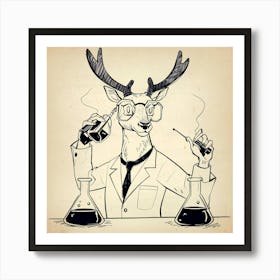 Deer In Lab Coat 3 Art Print