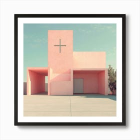 Pink Church Christianity Art Print