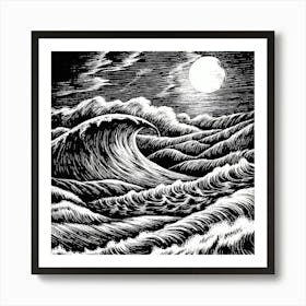 Moon Over The Ocean Art Print