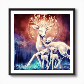 A crystal deer mom love with her kids Art Print