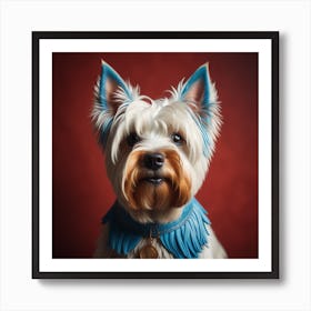 Westie Dog Print Western Blue Art Print